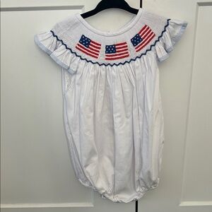White Kids Bodysuit with Flag Design
